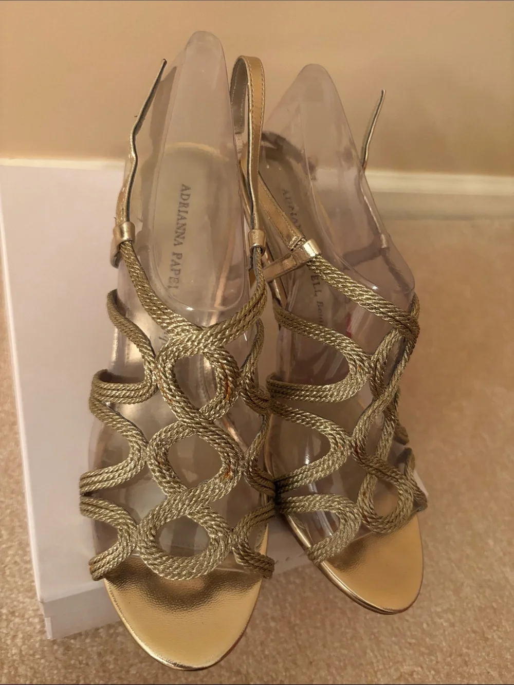 Adrianna Papell Metallic Gold Braided Heels